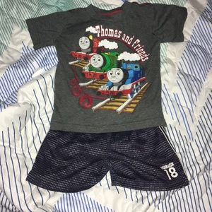 Thomas&friends shirt and Oshkosh shorts